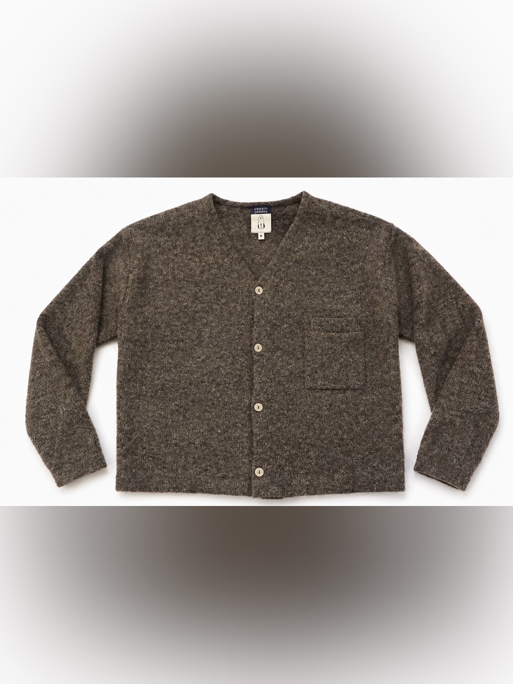 Cousin Johnny Merino Wool Cardigan Sweater USA Gray Brown Medium